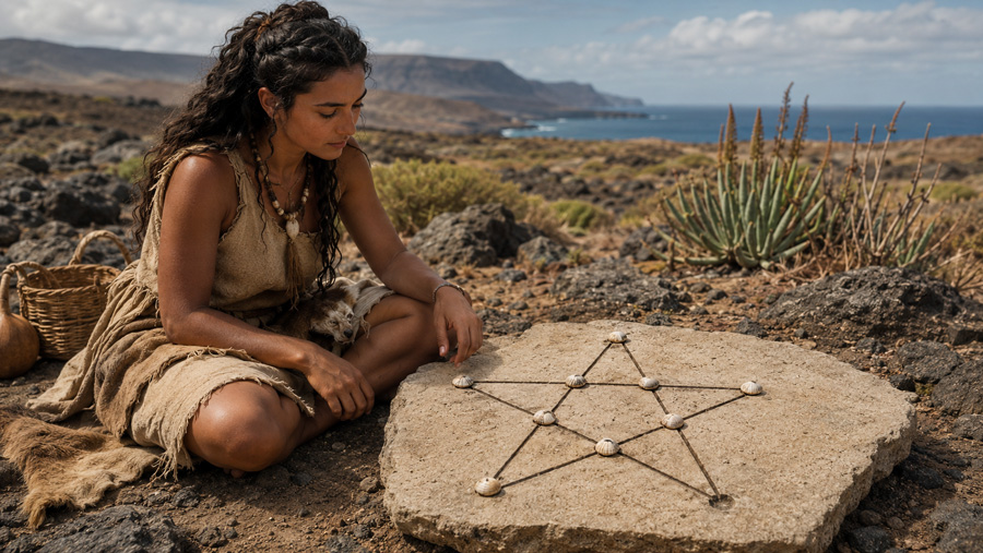 Representación del tablero de La Estrella sobre piedra